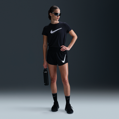 Nike One Women's Dri-FIT Mid-Rise Brief-Lined Running Shorts - Black - Polyester