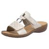 Pantolette RIEKER, Damen, Gr. 36, beige (creme), Lederimitat, metallic, casual, Schuhe, Sommerschuh, Strandschuh, Klettschuh mit Perforation