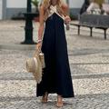 Femmes Robe Midi Robes inspirées du lin Robe en coton et lin Robe d'été Mode Moderne Vacances Sortir Week-end Coupe régulière Bloc de Couleur Sans manches Col Halter Noir Blanche Été