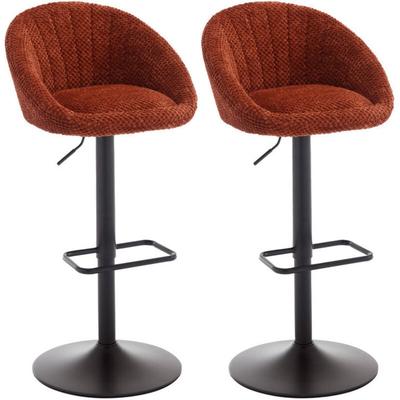 Barhocker mit Lehne drehbar für Küche aus Chenille höhenverstellbar Karamell 2er Set Wahson Image