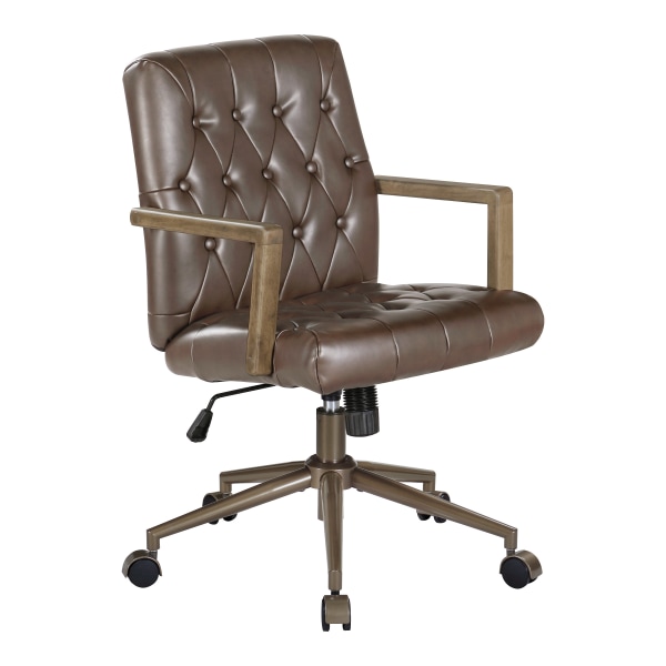 Office Star Waltham Faux Leather High-Back Executive Office Chair, Chocolate