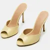 Sexy Damen-Hausschuhe, High Heels, Pantoletten, Sommer-Party-Schuhe, 2025, Outdoor-Designer, Peep-Toe-Slides, Schwarz, Rosa, Weiß, große Größe 45