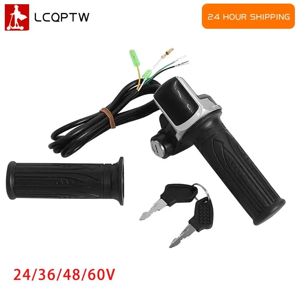 24/36/48/60V Power Speed Rotary Gasgriff Mit Schlüssel Mit LCD Batterie Display Für elektrische Roller Fahrrad Teile Image