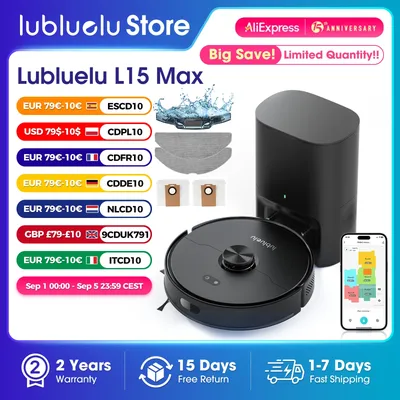 Lubluelu L15 Max Robot Vacuum Mop Combo 5500Pa Roboterstaubsauger mit automatischer Aufladung, 5 Karten, 24 No-Go-Zonen, 3-in-1-Roboterstaubsauger