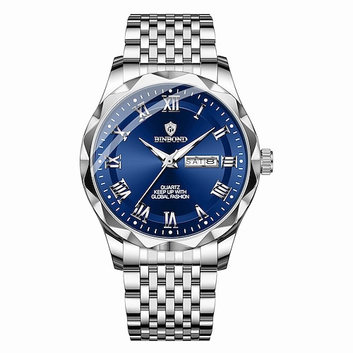 BINBOND Luxus Herren Uhr Quarz wasserdicht leuchtend Datum Chronograph Leder Herren Armbanduhr Militär Sport Herren Uhren B6367 Image