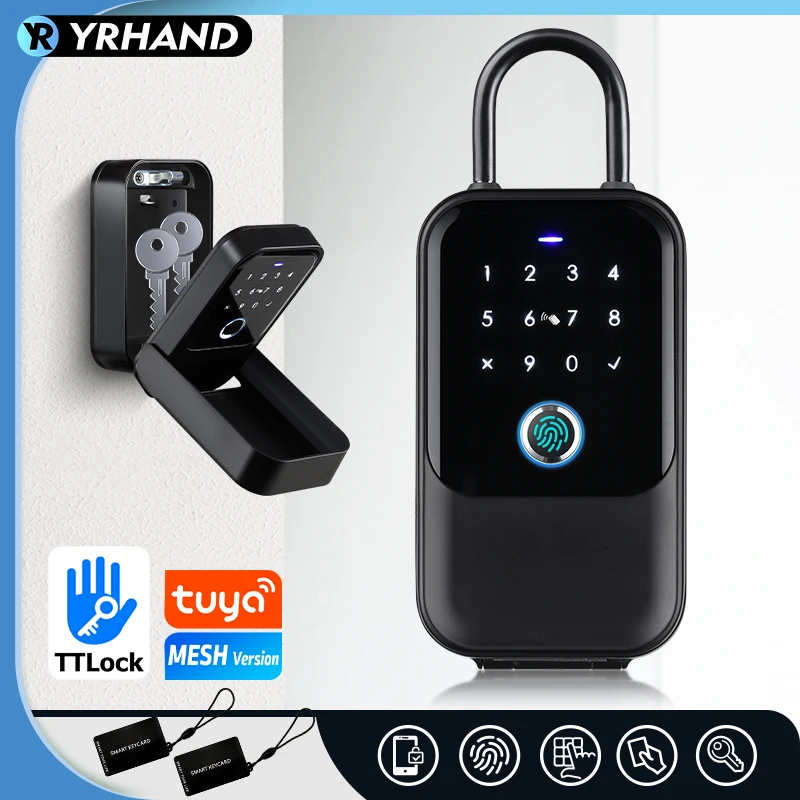 TTlock Smartkey Lock Box, kabelloser elektronischer Schlüsselsafe mit digitalem Code, App-gesteuertes Bluetooth-Smartlock für Zuhause, Schlüssel-Vorhängeschloss Image