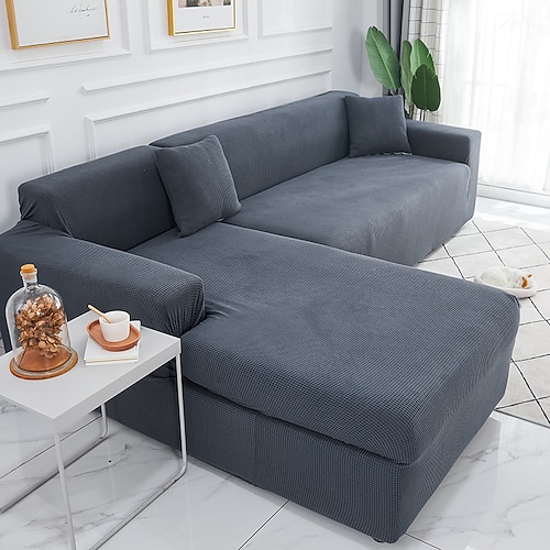Elastischer Sofabezug aus Jacquard-Stoff, Stretch-Couchbezug, L-förmige Sofa-Schonbezug, Eckbezug für Wohnzimmer, 1/2/3/4 Sitze Image