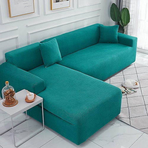 Elastischer Sofabezug aus Jacquard-Stoff, Stretch-Couchbezug, L-förmige Sofa-Schonbezug, Eckbezug für Wohnzimmer, 1/2/3/4 Sitze Image