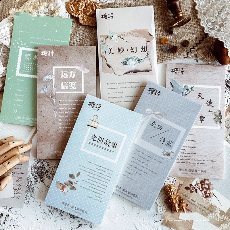 1pack Retro Europa Schreiben Papier Sticky Memo Pad Nachricht Notizen Dekorative Papier Schreibwaren Büro Liefert Student Belohnung Buch Image