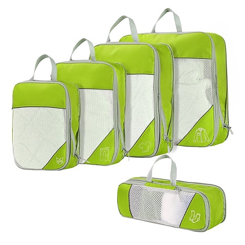 Kompressions-Reisepackwürfel-Set zur Gepäckaufbewahrung und Rucksack-Organizer, erweiterbare Netz-Reisetaschen, 5-teiliges Set zum Platzsparen und Organisieren von Kleidung Image