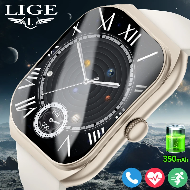 LIGE Neue Frauen Smart Uhr Bluetooth Anruf AI Stimme Smart Armband 3D Gebogene Bildschirm Herz Rate Monitor Frauen Männer Smartwatch Geschenk