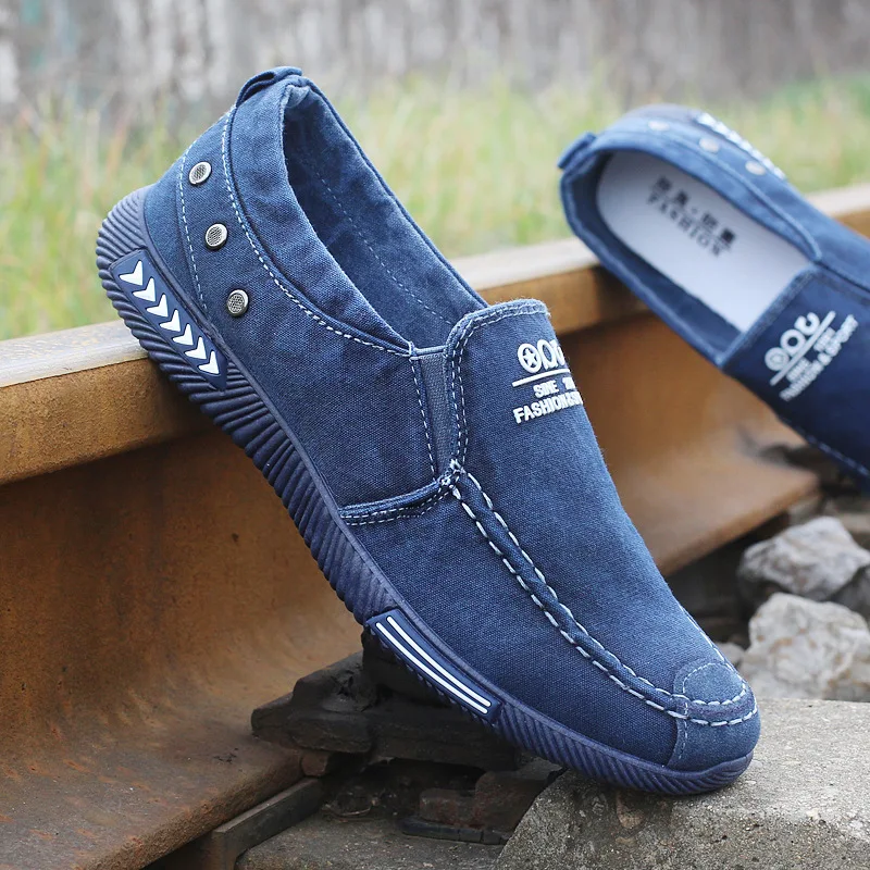 Denim-Herren-Segeltuchschuhe, Slip-on-Turnschuhe für Herren, für den Sommer 2022, neue Outdoor-Fahr-Mokassin, trendige Vintage-Loafer-Schuhe für Herren