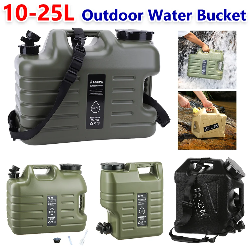 5–25 l Outdoor-Wassereimer, großes Fassungsvermögen, tragbarer Camping-Wasserbeutelbehälter mit Wasserhahn, Fahrwassertank für Picknick, Wandern Image