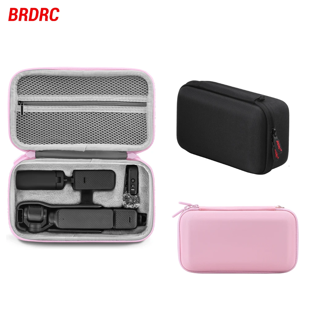 BRDRC Aufbewahrungstasche für DJI Osmo Pocket 3, tragbare Tragetasche, langlebige Schutzhandtasche, Outdoor-Reisetasche, Schwarz/Rosa Image