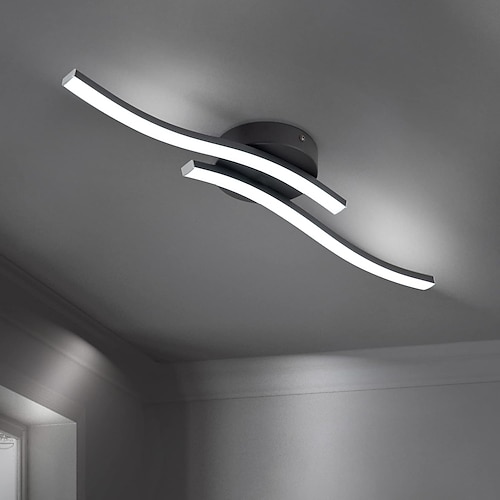 Moderne dimmbare LED-Deckenleuchte, gebogen, 2 Köpfe 15 W, 3 Köpfe 20 W, 4 Köpfe 24 W, minimalistische Einbau-Deckenleuchten, geeignet für Flure, Arbeitszimmer, Schlafzimmer, Arbeitszimmer, Küchen Image