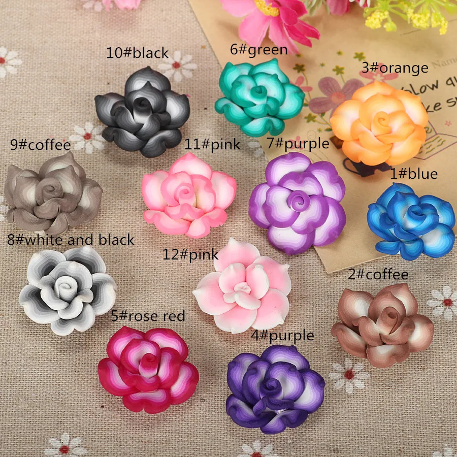 15 stücke 25mm Vintage Polymer Clay Rose Blume Perlen Für Diy Frauen Brosche Halskette Schmuck Machen Kleidung Schuhe Dekorieren materialien