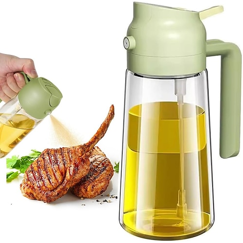 2-in-1-Ölspender, auslaufsicherer Sprüher aus Glas für die Küche, Ölflasche mit Doppelfunktion für Heißluftfritteuse und Kochen Image