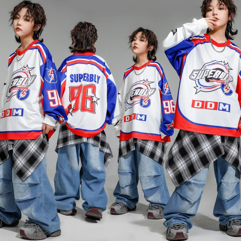 Jungen K-pop Pullover Oversize Shirt Cargo Hosen Mädchen Hip Hop Streetwear Kinder Jazz Kleidung Set Kinder Streetwear Tanz Kostüm