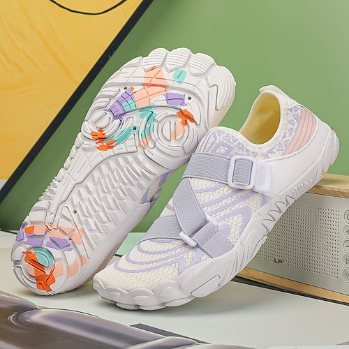 Barfuß-Wasserschuhe für Herren – weiß und orange, schnelltrocknend, verstellbarer Klettverschluss – ideal für Strand- und Wasseraktivitäten Image