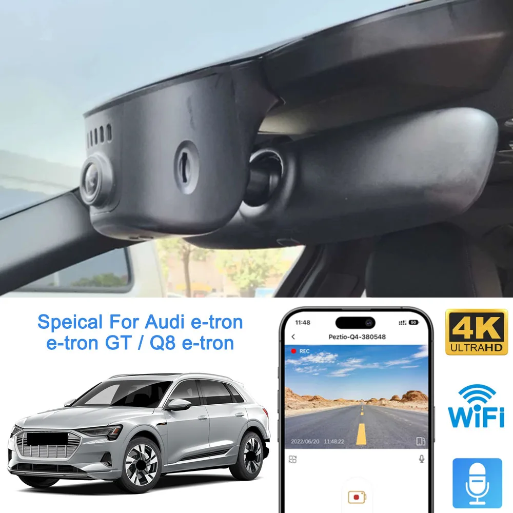 Mrec Dash Kamera 4K Wifi Dual Kamera Vorne Hinten Auto Dashcam Etron Dash Cam für Audi E-tron Etron 50 55 Q8 E tron RS Etron GT