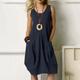 Women's T shirt Dress Solid Color Elegant Fashion Basic Sleeveless Sleeveless Crew Neck Regular Tops Party Evening Wear Daily Weekend Zipper Pocket Army Green Navy Blue Orange Khaki Spring, Fall