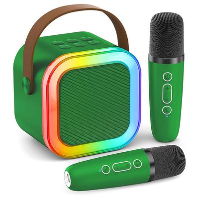 Mini Karaoke Machine Portable Bluetooth Mini Karaoke Microphone Singing Speaker with 2 Wireless Mic and Light for All Smartphones