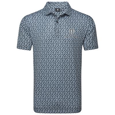 The 153rd Open Royal Portrush FootJoy Floral Sketch Print Lisle Polo - Marineblau Image