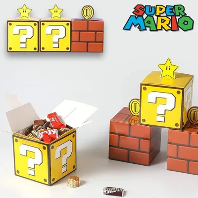 Super Mario Bros Gift Box Anime Candy Boxes Birthday Party Decoration Kids Gift Packaging Bag
