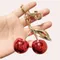 Fashion Glitter Red Cherry Keychain Cherries Pendant for Coach Handbag Shoulder Bags Womens Bag