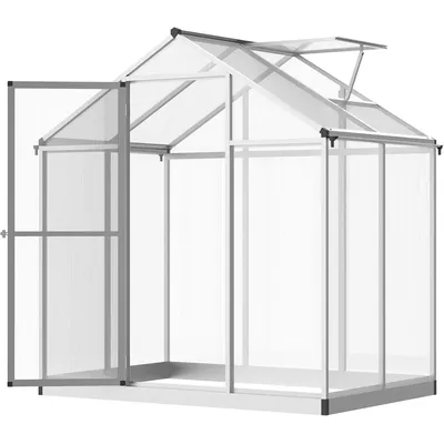 6' x 4' Greenhouse for Outdoors, Polycarbonate Greenhouse with Rain Gutter and Roof Vent, Aluminum