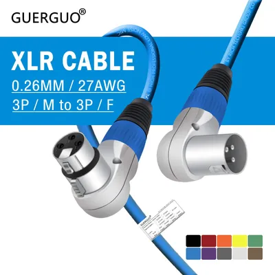 Balanced XLR Cable,Right Angle XLR Male to Female Pro 3Pin 90 Degree Microphone Connector for Audio
