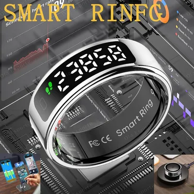 New Smart Ring R11 LED Display Screen Gesture Sweep Video Heart Rate Sleep Monitor 5ATM Waterproof