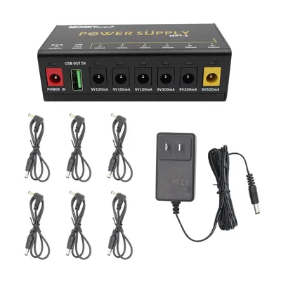 Mosky MPT-6 Guitar Effect Pedal Power Supply 6 DC Outputs/ 5V USB Output for 9V 100-500Mah Guitar