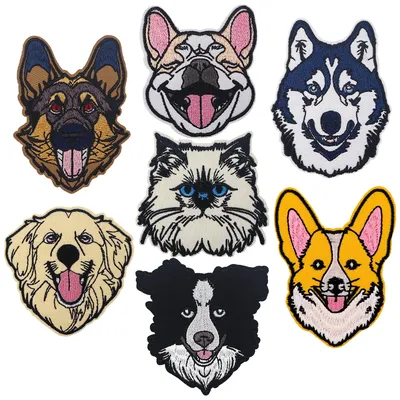 Cute Pet Dog Patch Embroidered Patches On Clothes Iron On Patches For Clothing DIY Patch Jackets Sew