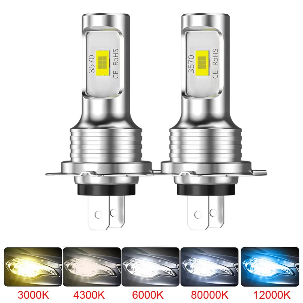 2 pezzi H7 lampadina per fari a LED Mini H4 H1 H3 Wireless 80W 20000LM 6500K 4300K CSP faro per auto lampada a diodi automatico 12V 24V automobile
