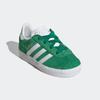 Sneaker ADIDAS ORIGINALS "GAZELLE COMFORT CLOSURE ELASTIC LACES KIDS", Kinder, Gr. 21, grün (grün, cloud weiß, gold metallic), Leder, Synthetik, sportlich, Schuhe, für Kinder