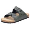 Pantolette RIEKER, Herren, Gr. 43, grün (oliv), Lederimitat, unifarben, klassisch, Schuhe, Sommerschuh, Schlappen, Hausschuh, mit zwei Schnallenverschlüsse
