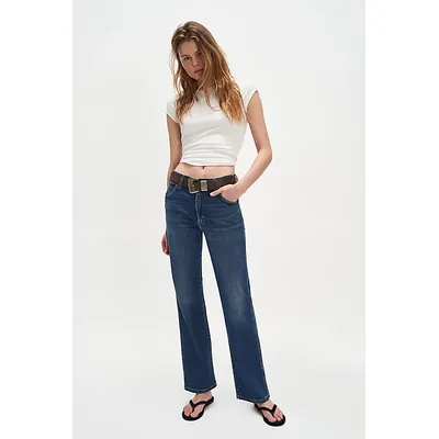 Wrangler Wrancher Mid-Rise Bootcut Jeans at Free People in Courtroom Cool, Size: 26