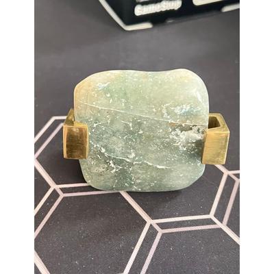 Anthropologie Accents | Anthropologie Large Tambora Green Stone Brass Knob For Cabinet | Color: Green | Size: Os
