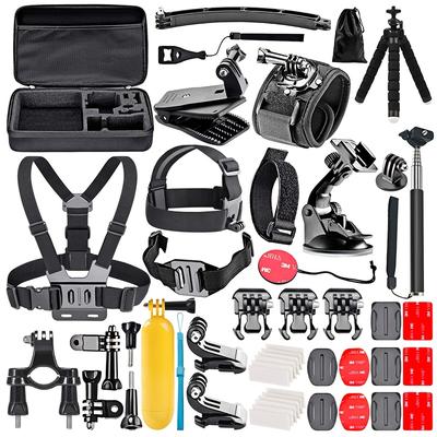 TEMU 50pcs Action Camera Accessory Kit For Hero11/10/9, For Dji , Includes Head Mount, Chest Harness, Suction Cup, Selfie Stick, And More - Customizable Set Without Battery Or Electronic Components