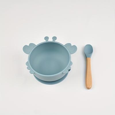 TEMU 2pcs Set Of Baby Eating Bowl Suction Cup Bowl Fall-proof Anti-scald Silicone Spoon Children Tableware Set Special Bowl Image