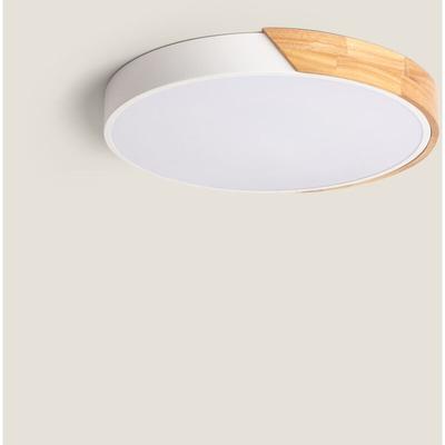 Ledkia - LED-Deckenleuchte 24W Rund Holz cct Wählbar Ø418 Semi-Dari Weiß Image