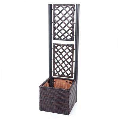 Poly-Rattan Rankgitter HHG 274, Pflanzkasten Rankhilfe, 142x43x43cm braun Image