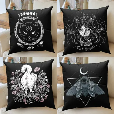 Katze mysteriöse Weissagung Hexerei Kissen bezug Kissen schwarz Polyester werfen Heim dekoration Image