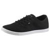 Sneaker TOMMY HILFIGER "CANVAS LACE UP SNEAKER", Damen, Gr. 39, schwarz, Baumwolle, unifarben, sportlich, Schuhe, Freizeitschuh, Halbschuh, Schnürschuh mit gestickter Logoflagge