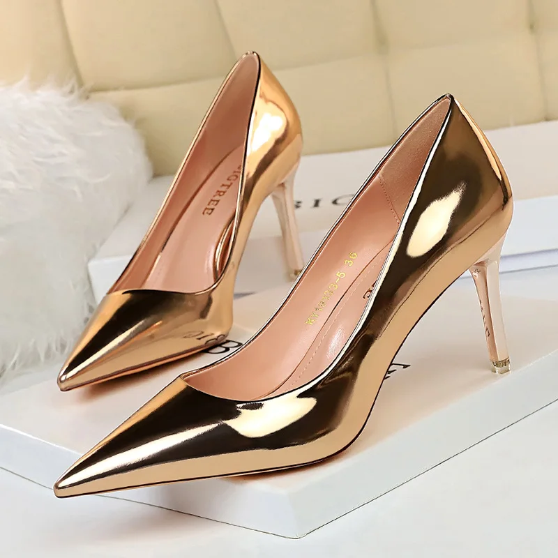 Neue Frauen Mode 7,5 cm 10,5 cm High Heels Party Büro Schuhe Damen Mit Hohen Absätzen Weibliche Pumpen Spitz Große Größe 43 dünne Heels Schuhe