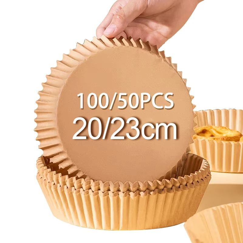 100/50/30PCS Einweg Air Fryer Papier Liner 20/23CM Öl-proof Wasser-proof Airfryer Einweg kochen Papier Tabletts Backpapier Image