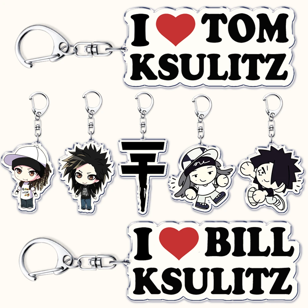 Tokio Hotel Band Chibis Schlüsselanhänger für Accessoires Tasche I Love Bill Tom Kaulitz Georg Listing Schlüsselanhänger Schmuck Freunde Fans Geschenke Image