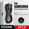 Cavo USB C PD 45W 2PCS per Samsung Galaxy S20 S21 S22 S23 Ultra Nota 10 5G 20 A53 A54 Cavo dati USB tipo C a ricarica super veloce