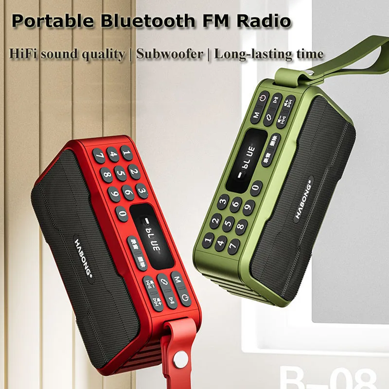 Mini Radio FM Portable Bluetooth, Haut-Parleur, Barre de Son Hifi, Caisson de Basses, Mains Libres, Baladeur, Lecteur de Musique, Enregistreur avec Micro